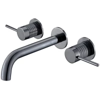 Смеситель для раковины Vincea Groove VBFW-4G1GM встраиваемый, без донного клапана, вороненая сталь