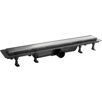 Душевой трап (лоток) PlastBrno Design 4 SZH955M 54,3 см, с решеткой, 2 в 1 под плитку, оружейная сталь матовый