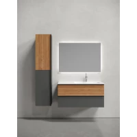 Комплект мебели Sancos Delta DL100RGR + CN7015 + SQ1000 101 см R, подвесной, дуб красный/графит матовый