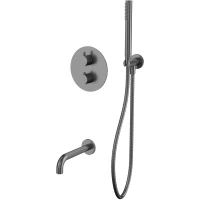 Термостат для ванны Whitecross Y YSET10GM встраиваемый, с душевым гарнитуром, оружейная сталь