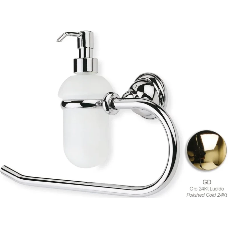 Полотенцедержатель кольцо с дозатором для жидкого мыла Stil Haus EL79D(16) золотой