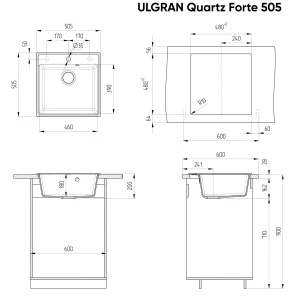 Изображение товара кухонная мойка ulgran жасмин forte 505-01