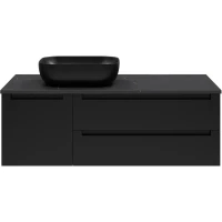 Тумба с раковиной Brevita Cargo CAR-01120-021П2Я + VS03-120К + MLN-320328MB 120 см L, подвесная, со столешницей, черный матовый