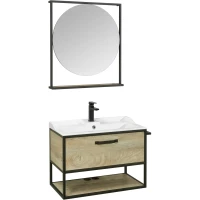 Комплект мебели дуб эндгрейн/черный 80 см Акватон Лофт Фабрик 1A242401LTDU0 + 1A708031FB010 + 1A242602LTDU0