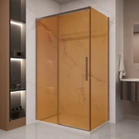 Душевой уголок Vincea Stella VSR-1ST9012GSGM 120x90 см, профиль вороненая сталь, стекло янтарное