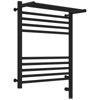 Полотенцесушитель электрический 600x500 черный матовый МЭМ правый Сунержа Богема с полкой 3.0 31-5807-6050