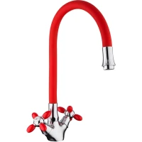 Смеситель для кухни Frud R44127-10 с гибким изливом, хром/красный