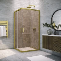 Душевой уголок Vegas Glass ZA NOVO h2000 110 03 05 110x110 см, профиль золотой матовый, стекло бронза
