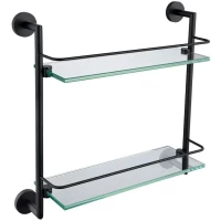 Полка стеклянная Allen Brau Priority 6.31015-31 41,7 см, двойная, черный матовый