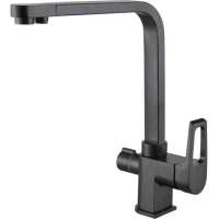 Смеситель для кухни Zorg ZR 334 YF ЧЕРНЫЙ МЕТАЛЛИК с подключением к фильтру, черный металлик