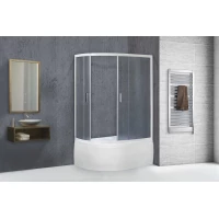 Душевой уголок с поддоном Royal Bath RB8120BK-C-R 120x80 см R, профиль белый, стекло матовое