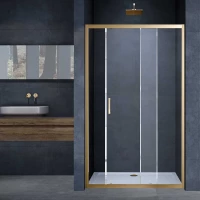 Душевая дверь Vincea Alpha VDS-3AL130CLG 130 см, профиль золотой матовый, стекло прозрачное