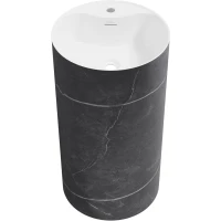 Раковина Wellsee Chalice Perfection 230624000 45x45 см, напольная, белый/черный мрамор
