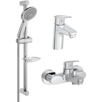 Комплект смесителей Vitra Flow Round A42302EXP с душевым гарнитуром, хром