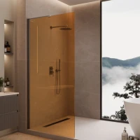 Душевая перегородка Vincea Walk-In VLSW-1H VLSW-1H900GSGM 90 см, профиль вороненая сталь, стекло янтарное