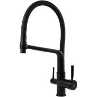 Смеситель для кухни Viko V-5602 с подключением к фильтру, гибким изливом, черный