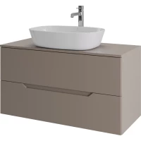 Тумба с раковиной Orange Line Li-100TuLMDF+B08-500W 100,4 см, подвесная, со столешницей, латте матовый