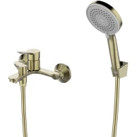 Смеситель для ванны Lemark Siberia LMF-7022B-BRG с душевым гарнитуром, золотой матовый