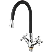Смеситель для кухни D-Lin D153810-1 с гибким изливом, хром/черный