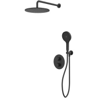 Душевой комплект Whitecross Y YSET08TOPBL 300 мм, с термостатом, черный матовый