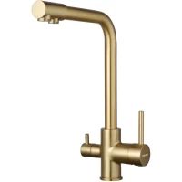 Смеситель для кухни Shevanik S328G с подключением к фильтру, золотой матовый