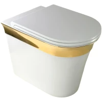 Унитаз приставной Migliore Monaco 32067 безободковый, белый глянец/золотой