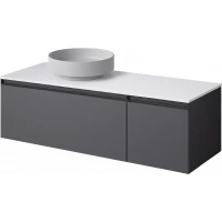 Тумба с раковиной Armadi Art Quatro Antracite 790-M2-140-A-A-LED + 792-140-W + 801-MW 141 см L, подвесная, со столешницей, подсветкой, антрацит матовый