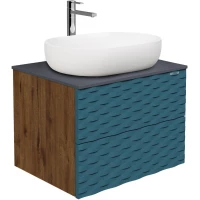 Тумба с раковиной дуб веллингтон/бриз матовый 65 см Grossman Альба 106502 + GR-3015