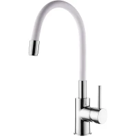 Смеситель для кухни AQG Wolobby 05WOL570BL с гибким изливом, хром/белый
