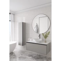 Комплект мебели Armadi Art Quatro Luna 790-M1-120-L-A-LED + 792-120-W + 801-MW + 545-100-GM 121 см, подвесной, со столешницей, серый матовый