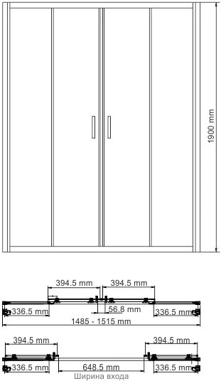 Душевая дверь 150 см WasserKRAFT Lippe 45S08 прозрачное - фото 8