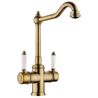 Смеситель для кухни с подключением к фильтру античная латунь Omoikiri Tottori-AB
