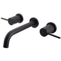 Смеситель для раковины Vincea Groove VBFW-4G1MB встраиваемый, без донного клапана, черный матовый