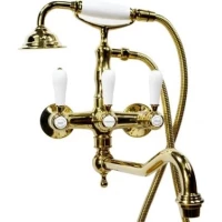 Смеситель для ванны Magliezza Bianco 50605-3-do универсальный, с душевым гарнитуром, золотой