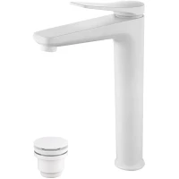 Смеситель для раковины Lemark Bronx LM3709MW с донным клапаном, белый матовый