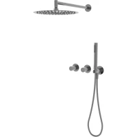 Душевой комплект Vincea Aura VSFW-6AU1GM 300 мм, со смесителем, вороненая сталь