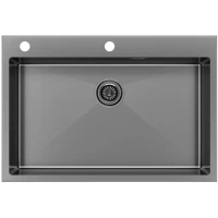 Кухонная мойка Paulmark Kroner-Edge PM777551-GM 75x51 см, вороненая сталь