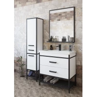 Комплект мебели белый матовый/черный 80 см Sanflor Норд C04606 + S-UM-COM80/1-w + C04607