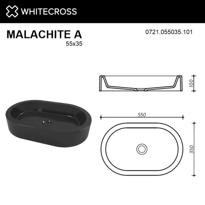 Раковина 55x35 см Whitecross Malachite A 0721.055035.20100