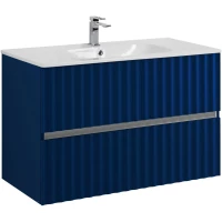 Тумба под раковину Art&Max Elegant AM-ELEGANT-900-2C-SO-SA-P 90 см, подвесная, с LED-подсветкой ручек, сапфир матовый