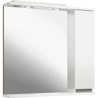Зеркальный шкаф ASB-Mebel Тала 10957 80x75 см R, с подсветкой, выключателем, белый/шиншилла серая