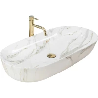 Раковина-чаша Rea Cleo REA-U8404 81x41 см, накладная, белый мрамор