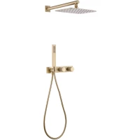 Душевой комплект Abber Rund AF8718G 300x200 мм, CoolStart, со смесителем, золотой матовый