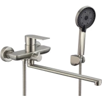 Смеситель для ванны Fmark FS8824 универсальный, с душевым гарнитуром, сатин