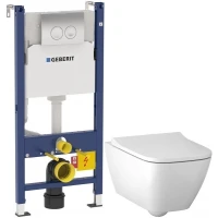 Комплект подвесной унитаз Geberit Smyle Square 500.683.00.2 + система инсталляции Geberit 458.124.21.1
