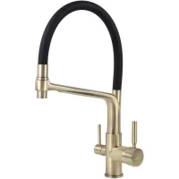 Смеситель для кухни Viko V-5603 с подключением к фильтру, гибким изливом, бронза/черный