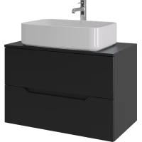 Тумба с раковиной Orange Line Li-80TubMDF+B07-600W 80,2 см, подвесная, со столешницей, черный матовый