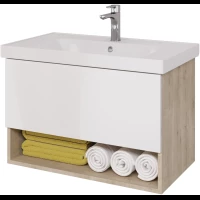 Тумба белый глянец/дуб эврика 87 см Dreja Perfecto 99.0813