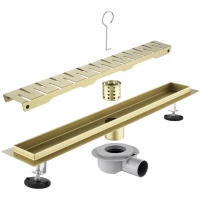 Душевой трап (лоток) Savol S-DL02C-70 70 см, с решеткой, перфорированный, золотой матовый