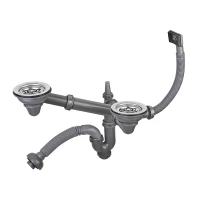 Выпуск большой двойной с переливом в комплекте с сифоном и гофрой Ukinox S805